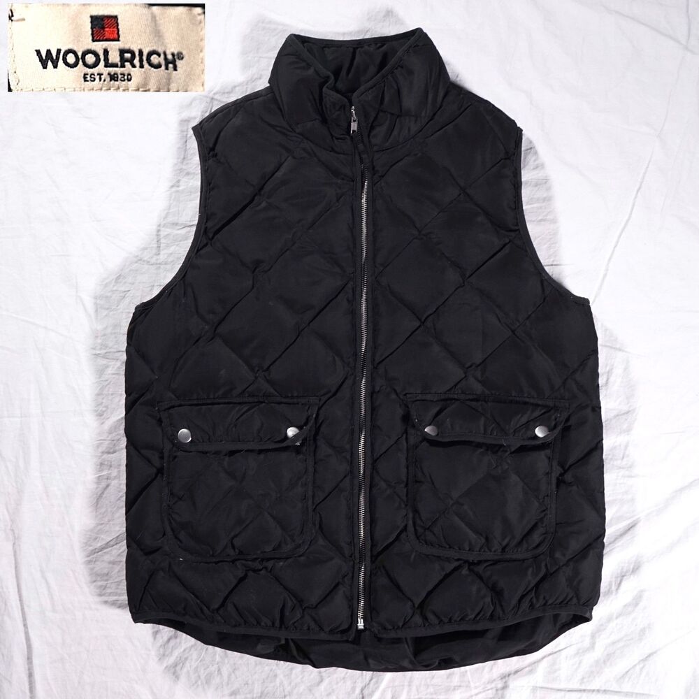Woolrich Quilted Duck Down Full Zip Vest Black Womens Large
